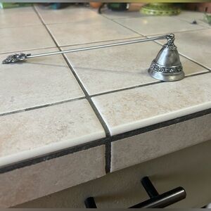 Beautiful Pewter Candle Snuffer With Roses.